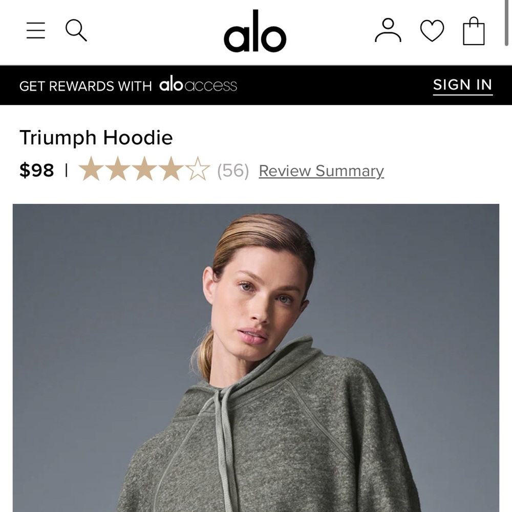 alo triumph hoodie grey triblend